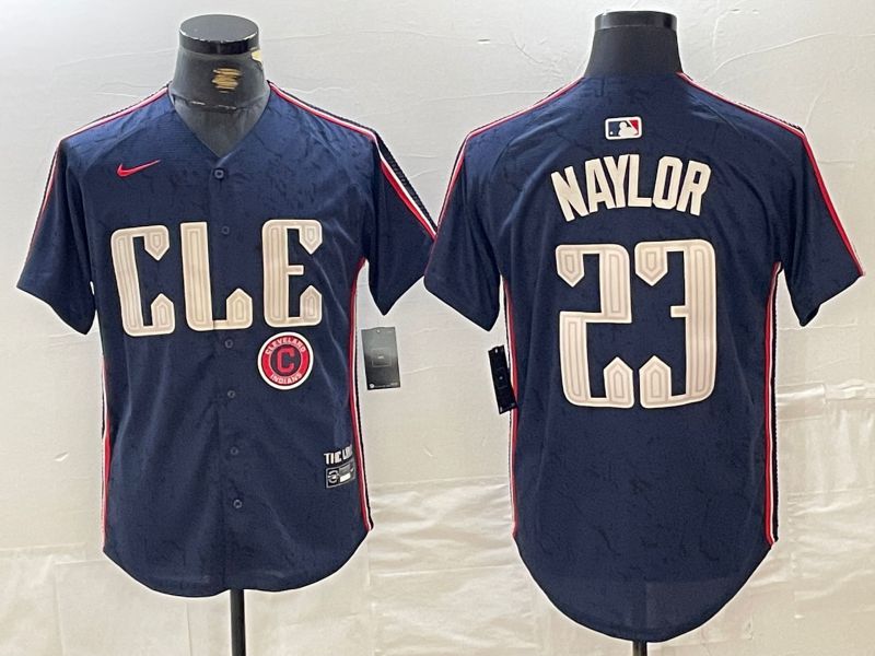 Men Cleveland Indians #23 Naylor Blue City Edition Nike 2024 MLB Jersey style 4->cleveland indians->MLB Jersey